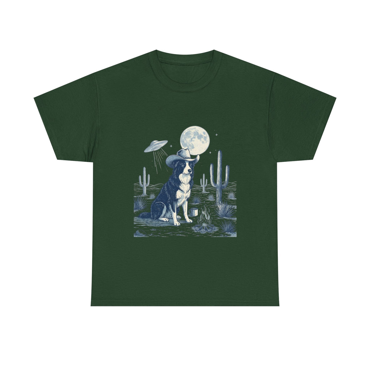 Border Collie Cowboy & Desert UFO  - Unisex T-shirt