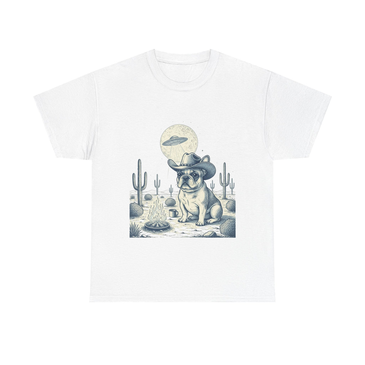 French Bulldog Cowboy & Desert UFO  - Unisex T-shirt