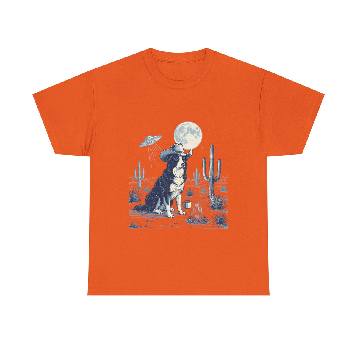Border Collie Cowboy & Desert UFO  - Unisex T-shirt