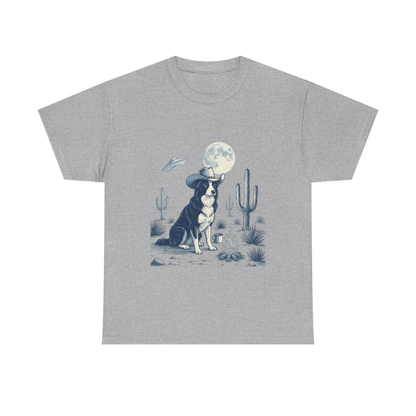 Border Collie Cowboy T-Shirt – UFO Western Humor by Electrik Land