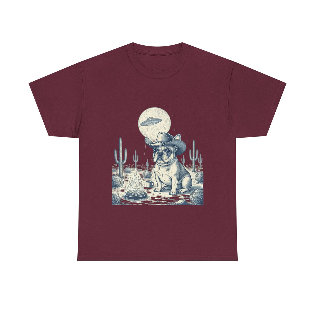 French Bulldog Cowboy & Desert UFO  - Unisex T-shirt