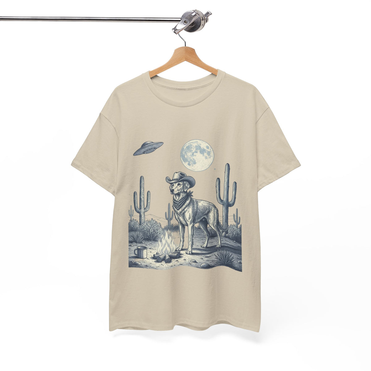 Golden Retriever Cowboy & Desert UFO  - Unisex T-shirt