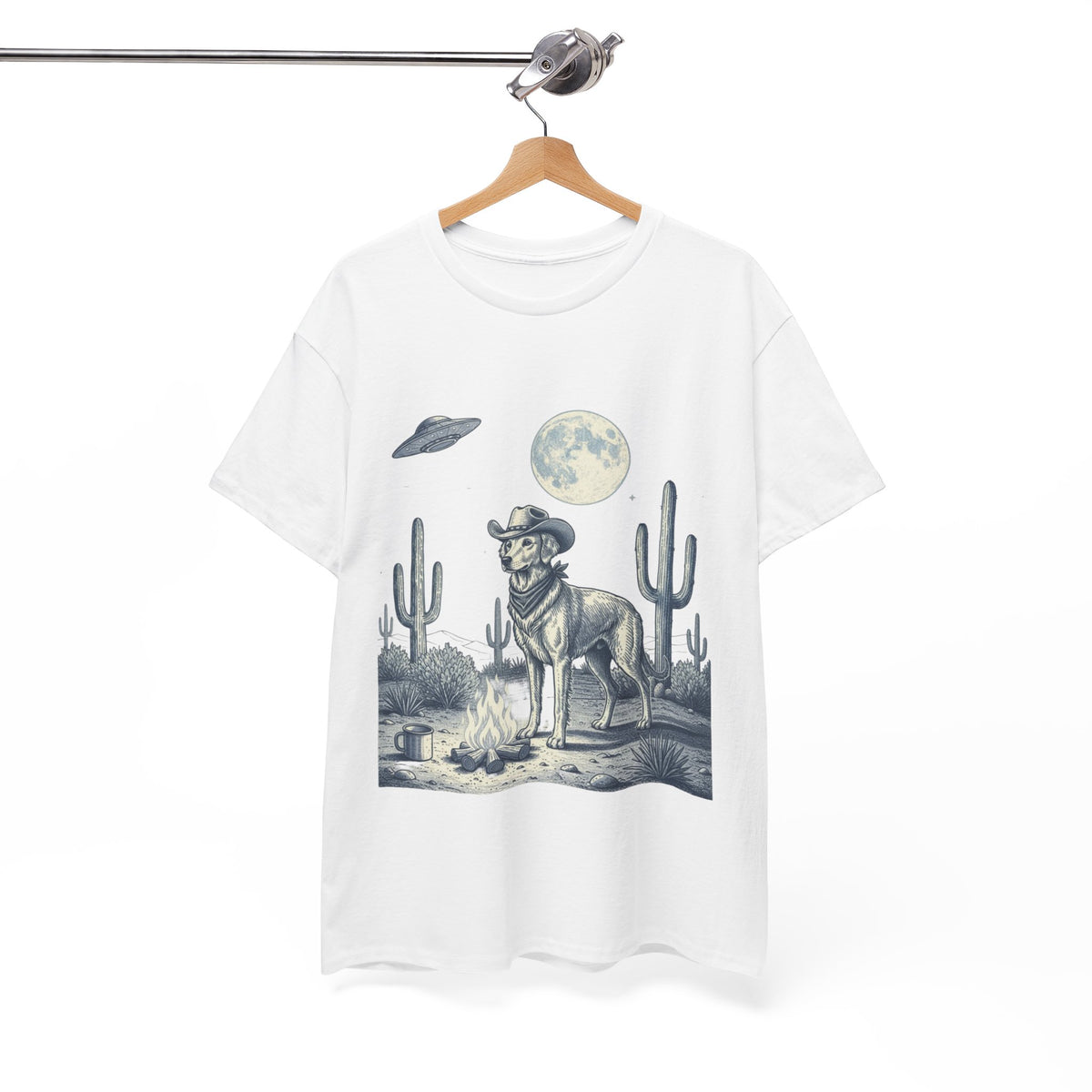 Golden Retriever Cowboy & Desert UFO  - Unisex T-shirt
