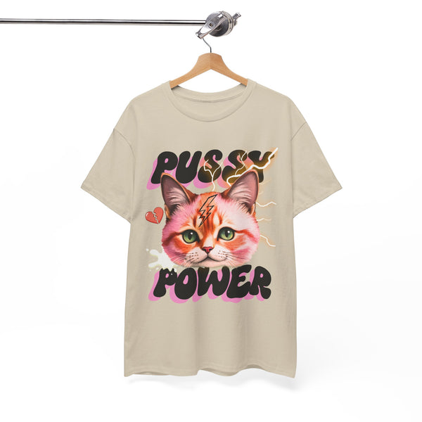 Pussy Power Bubble Cat Feminist T-Shirt by Electrik Land.