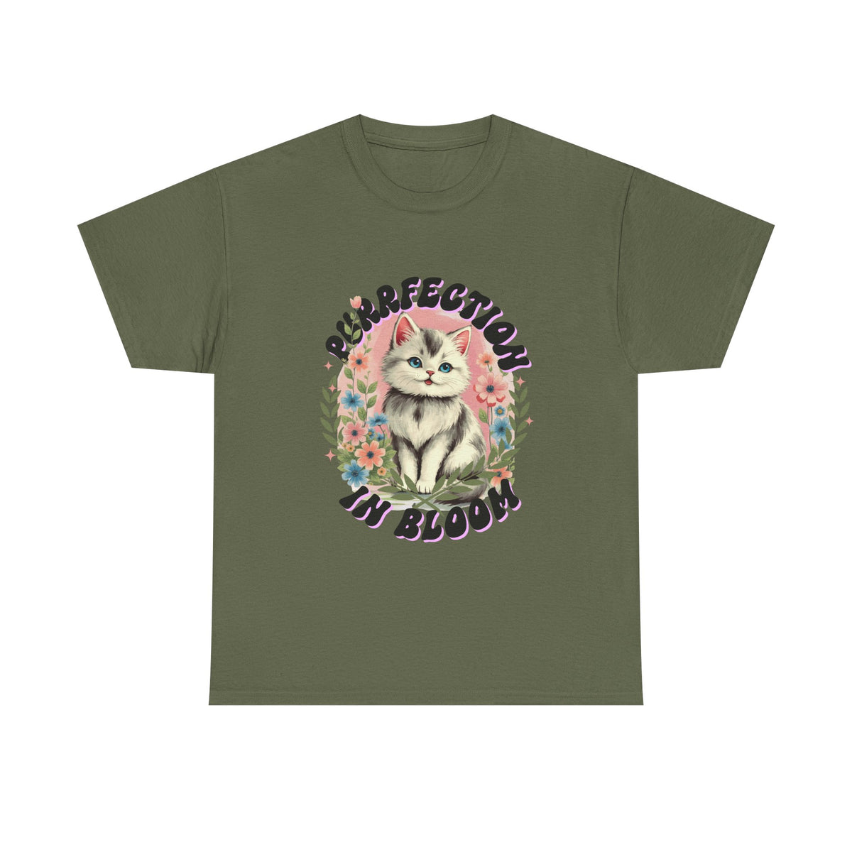 Purrfection in Bloom Cat Black |  Unisex T-shirt
