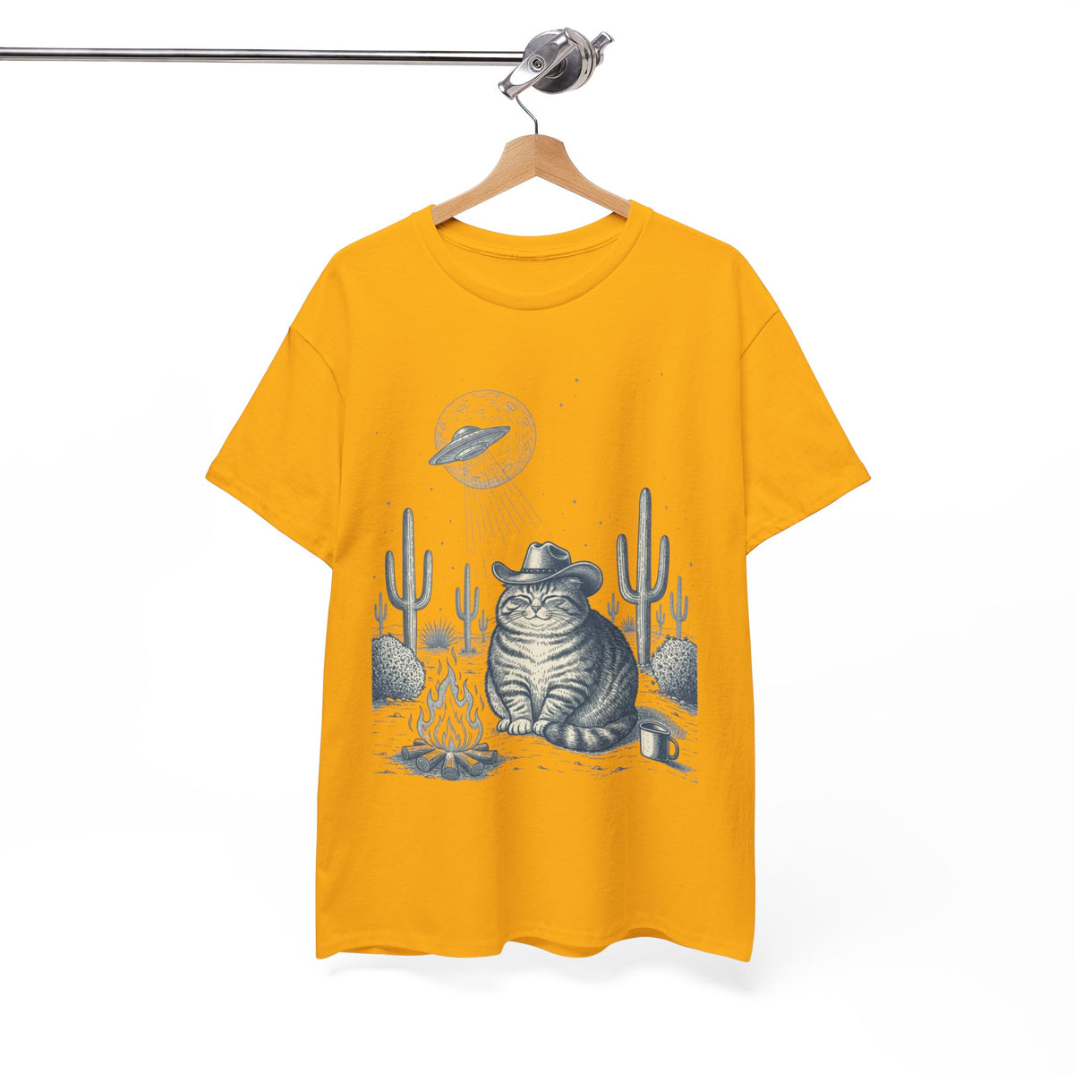 Fat Tabby Cowboy & Desert UFO  - Unisex T-shirt