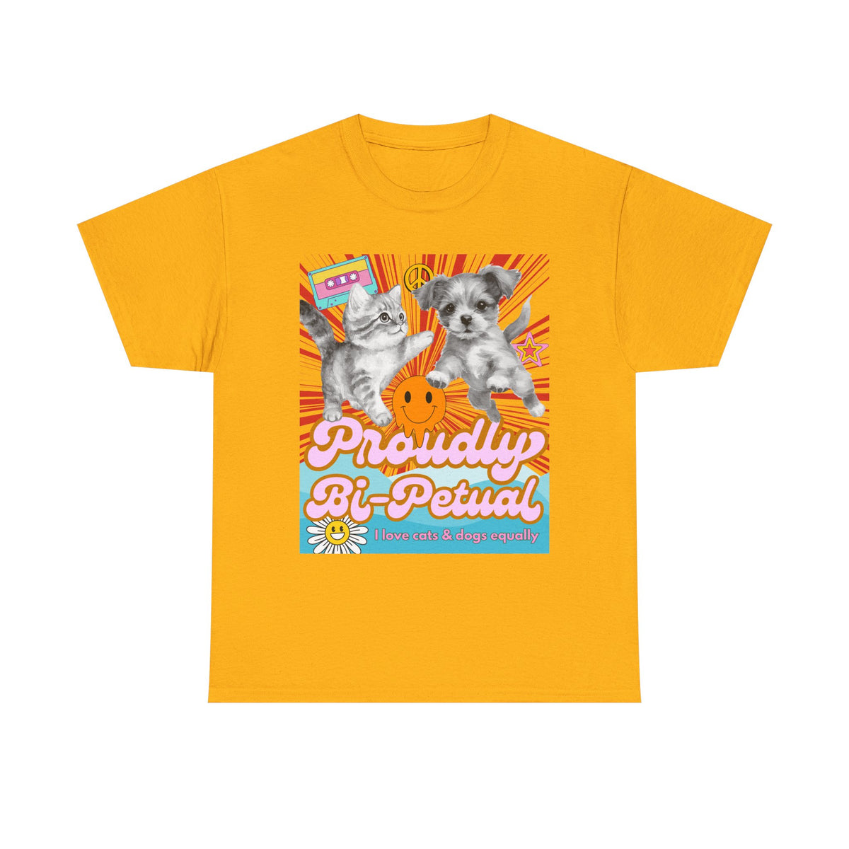 Proudly Bi-Petual Unisex T-shirt - I Love Dogs and Cats