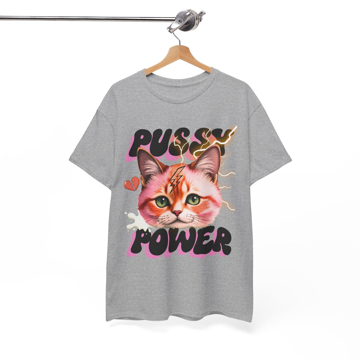 Pussy Power Bubble Cat Feminist T-Shirt by Electrik Land.