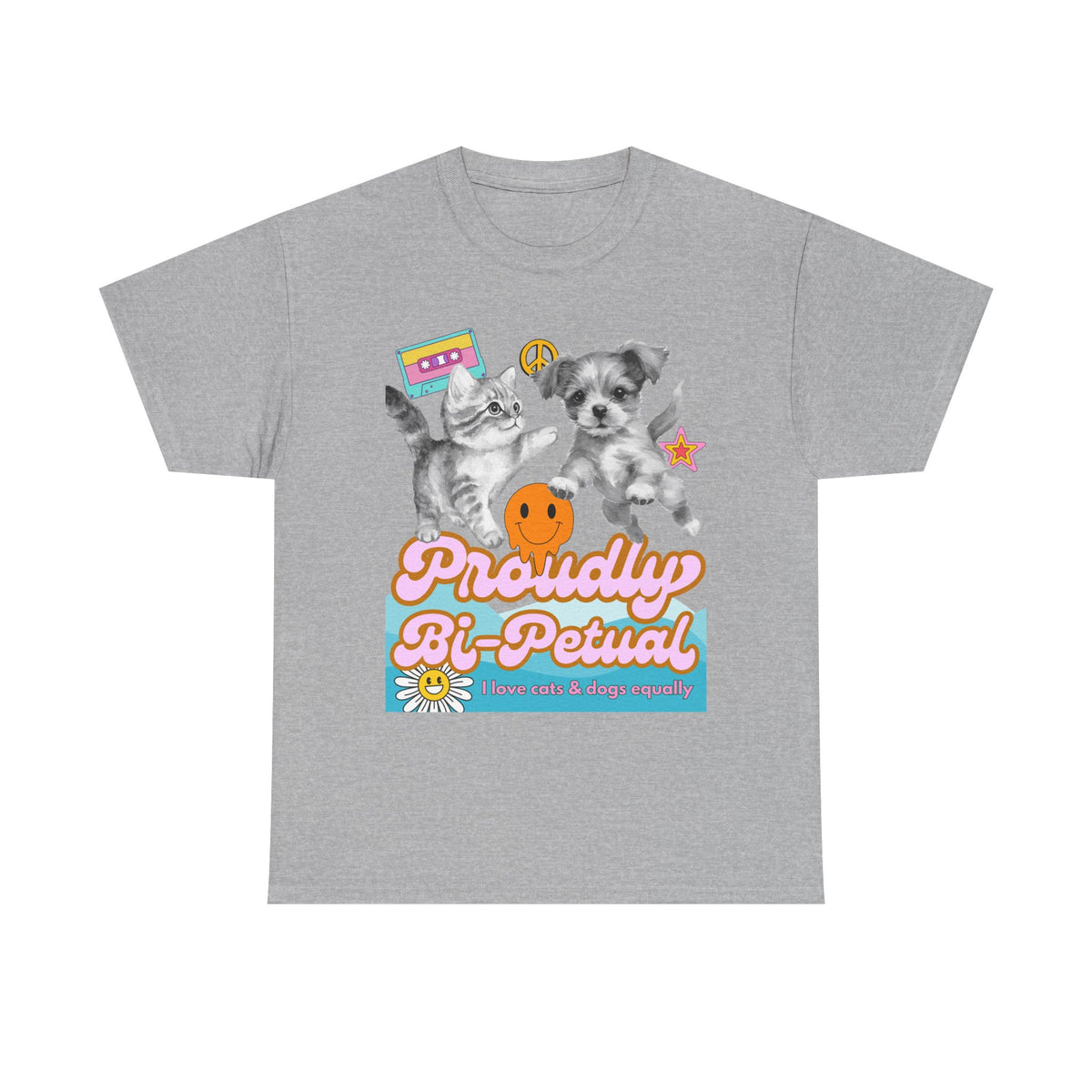 Proudly Bi-Petual Minimal Unisex T-shirt - I Love Dogs and Cats
