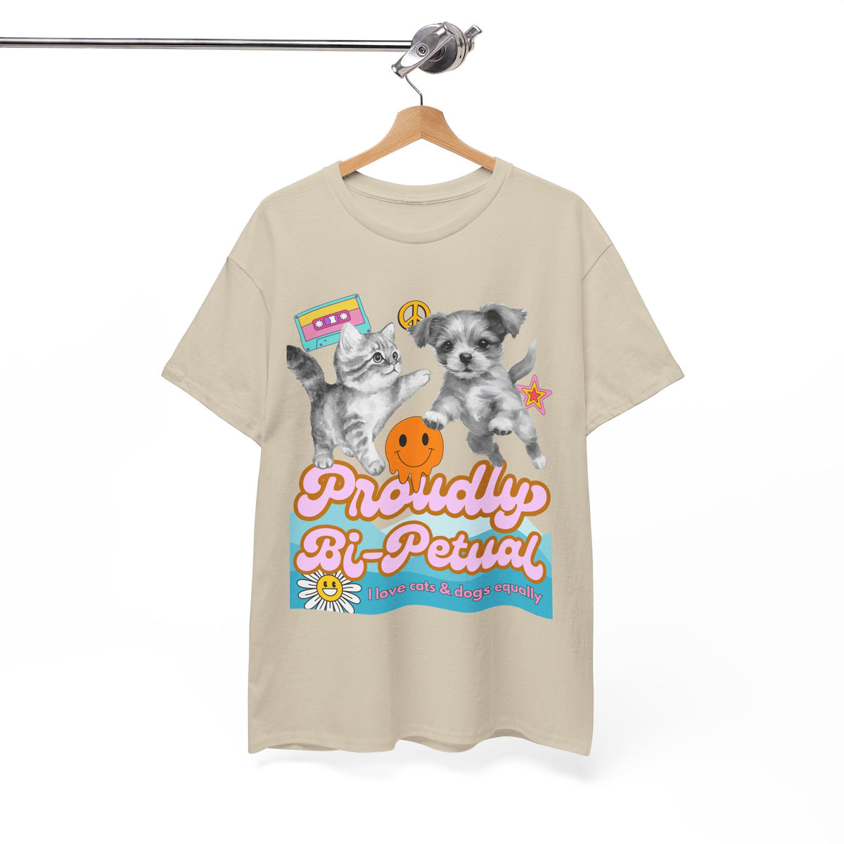 Proudly Bi-Petual Minimal Unisex T-shirt - I Love Dogs and Cats