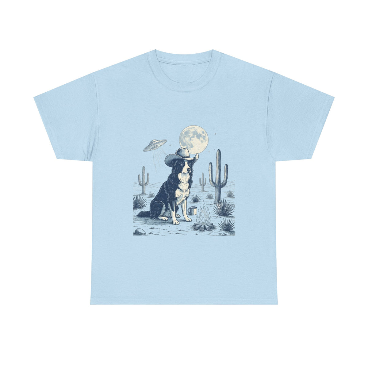 Border Collie Cowboy & Desert UFO  - Unisex T-shirt