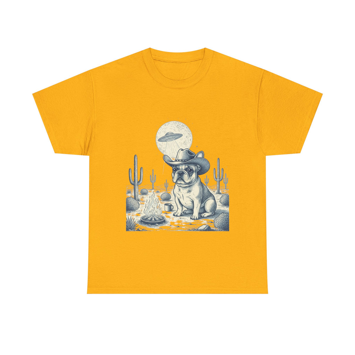 French Bulldog Cowboy & Desert UFO  - Unisex T-shirt