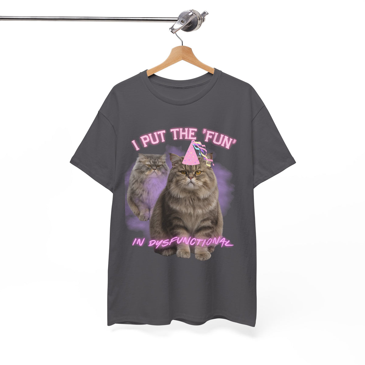 I Put the Fun in Dysfunctional Cat Tee by Electrik Land