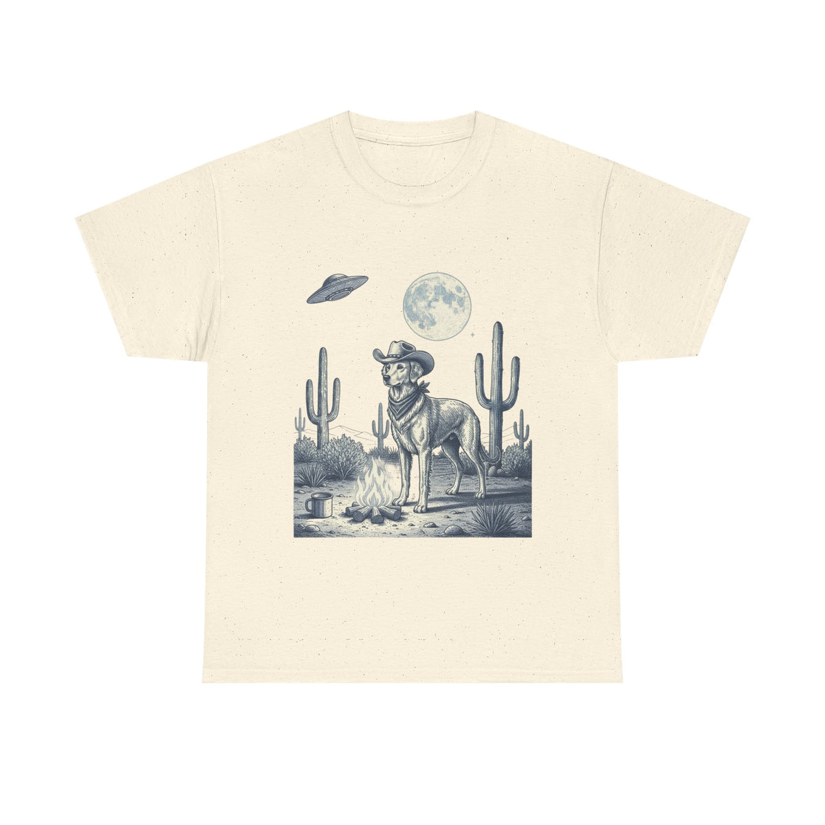 Golden Retriever Cowboy & Desert UFO  - Unisex T-shirt
