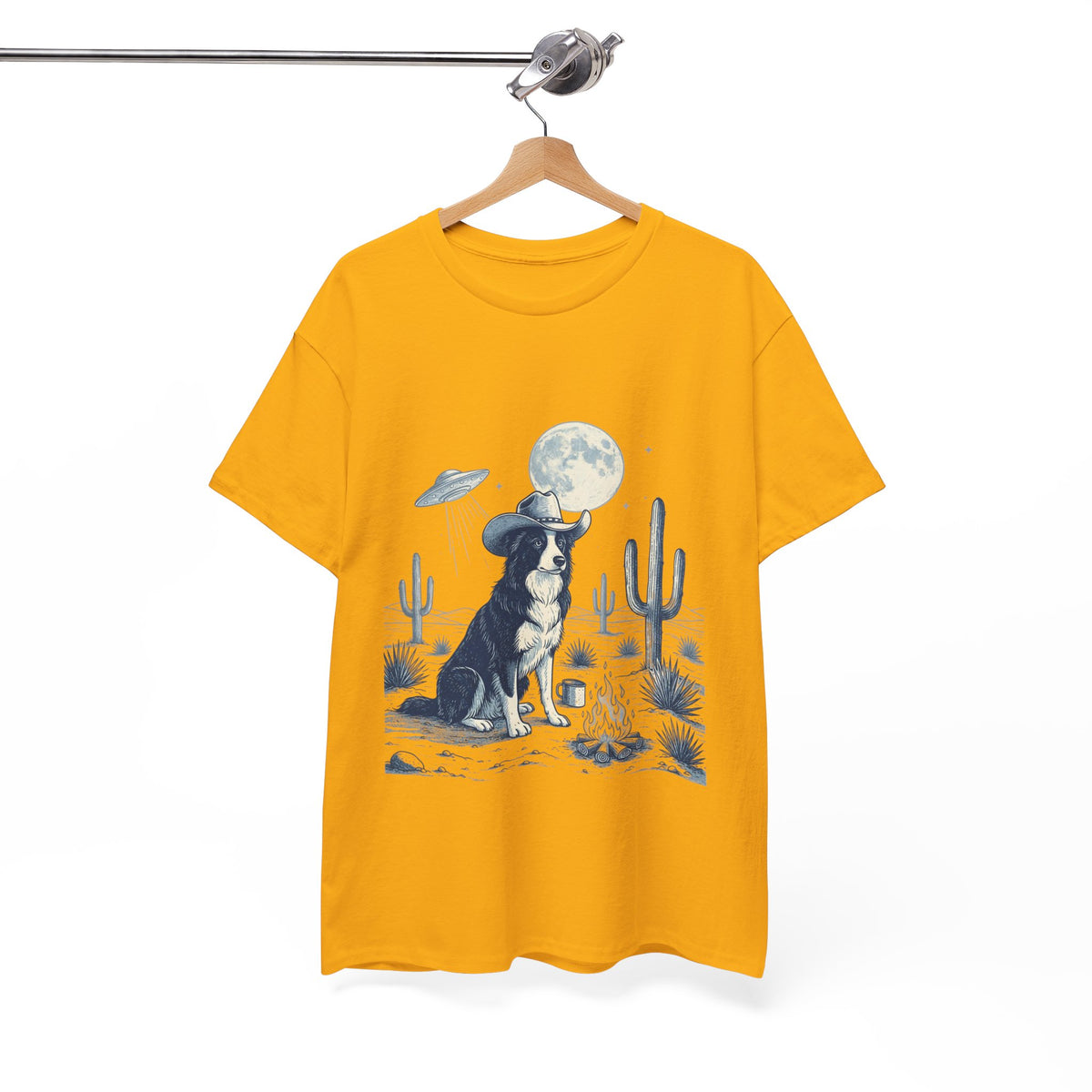Border Collie Cowboy & Desert UFO  - Unisex T-shirt