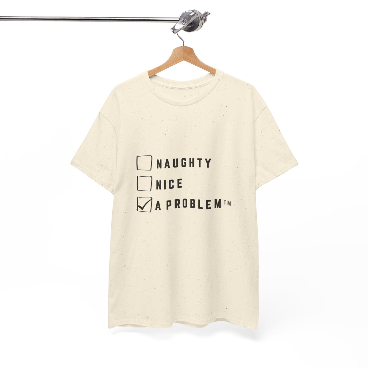 A Problem T-Shirt with Naughty Nice Checklist by Electrik Land.