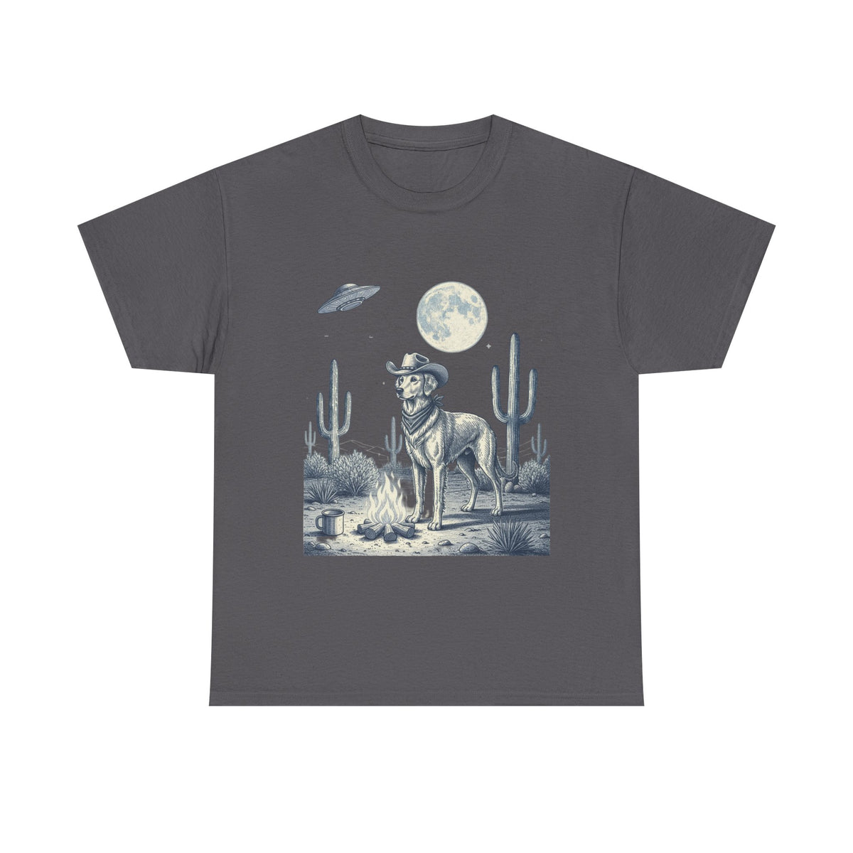 Golden Retriever Cowboy & Desert UFO  - Unisex T-shirt