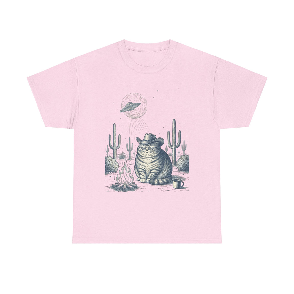 Fat Tabby Cowboy & Desert UFO  - Unisex T-shirt