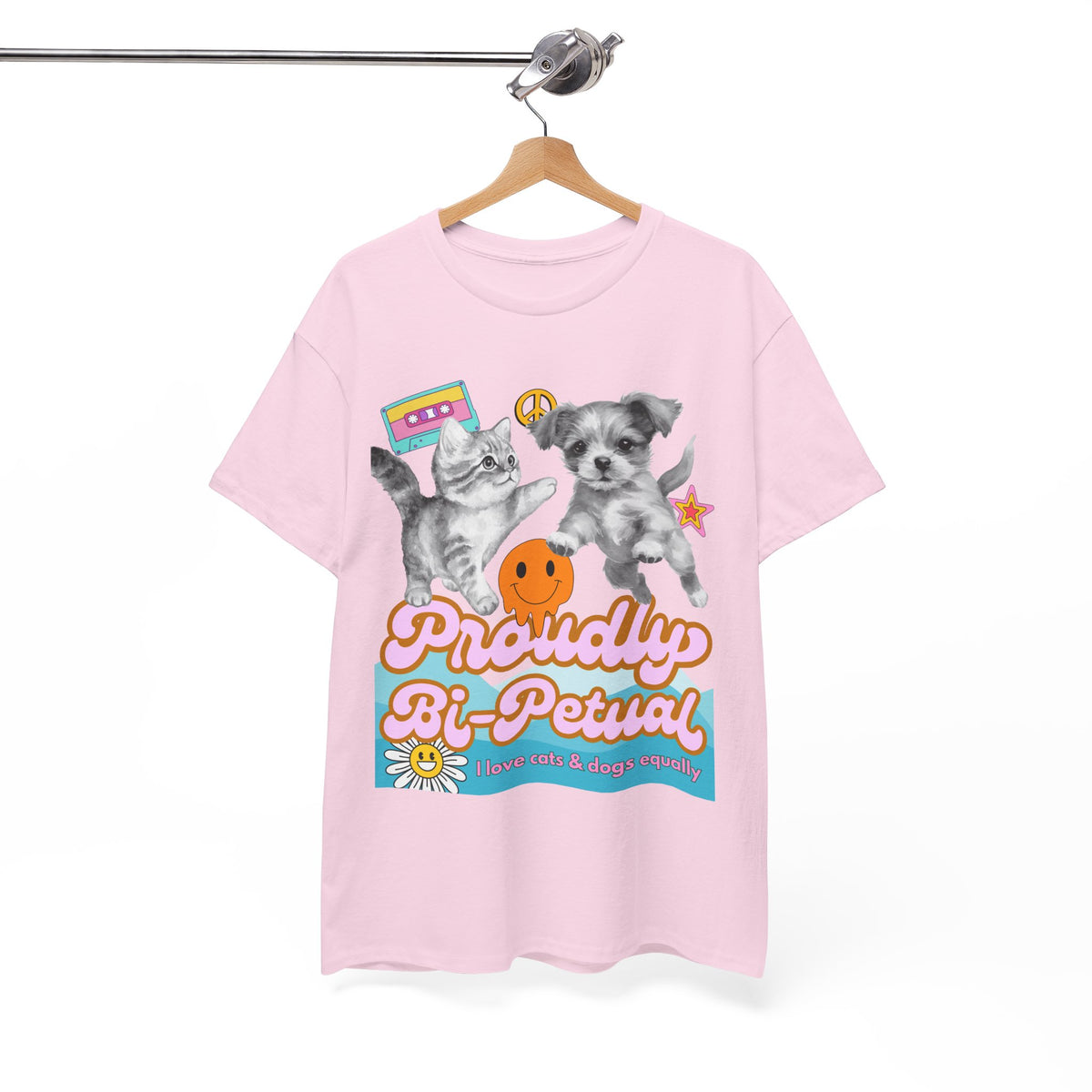 Proudly Bi-Petual Minimal Unisex T-shirt - I Love Dogs and Cats
