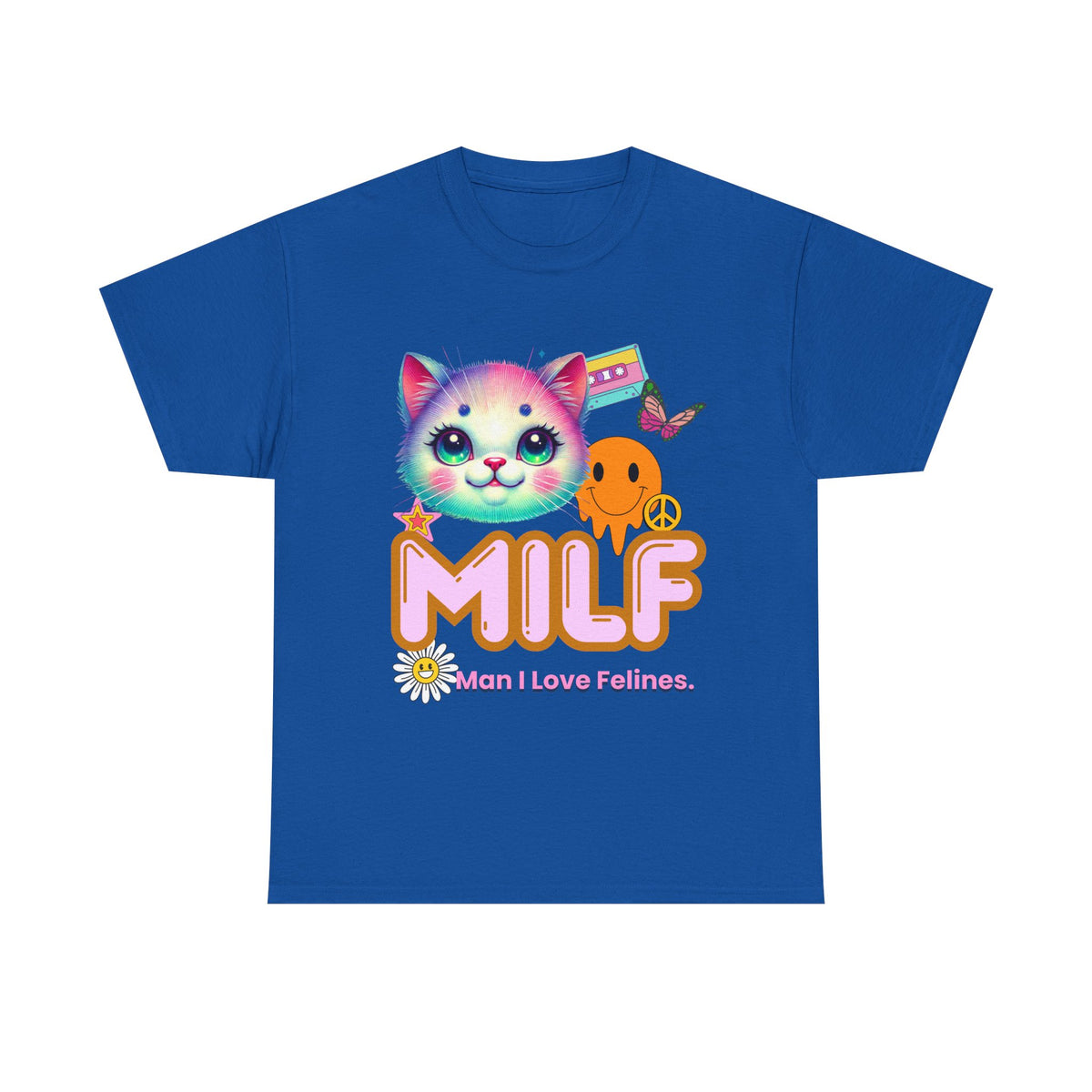 MILF Man I Love Felines Y2K Cat Head Tee by Electrik Land