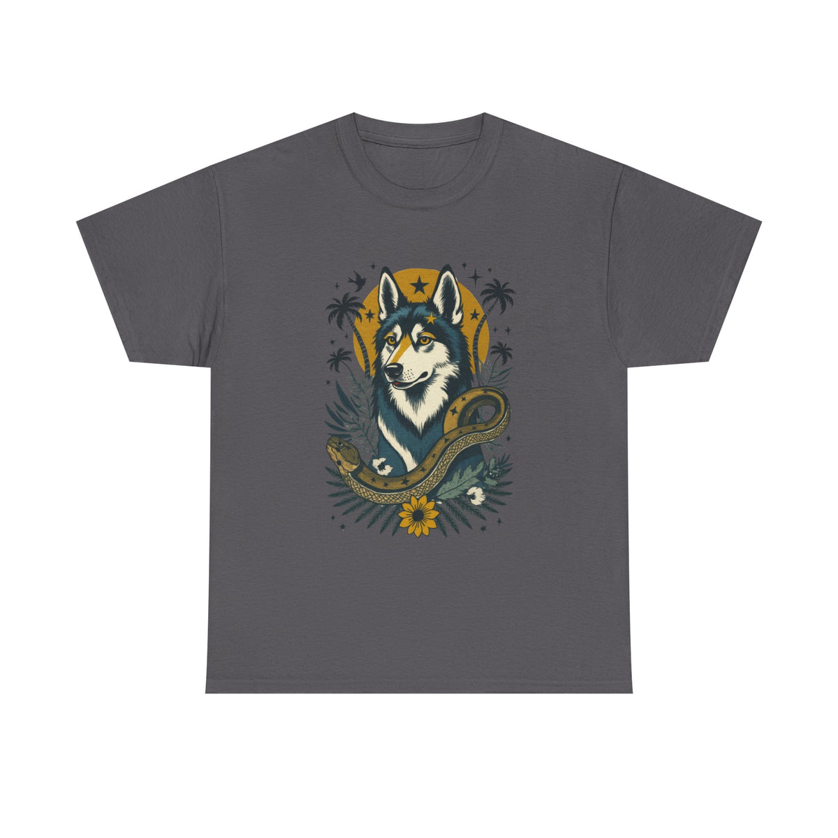 Husky Vintage Style Tattoo Graphic T-Shirt