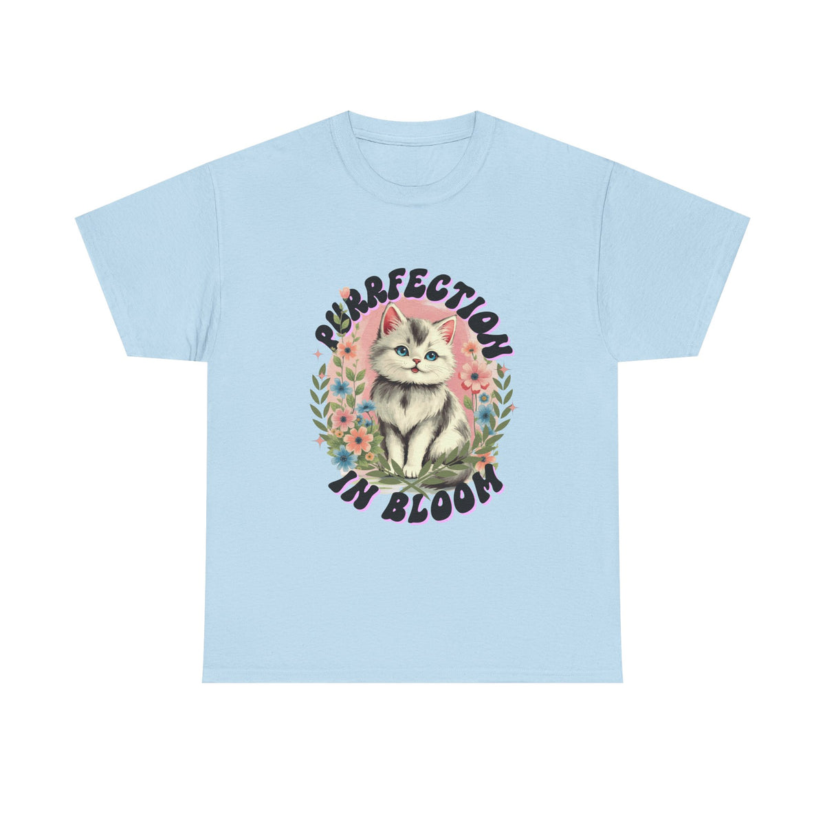 Purrfection in Bloom Cat Black |  Unisex T-shirt