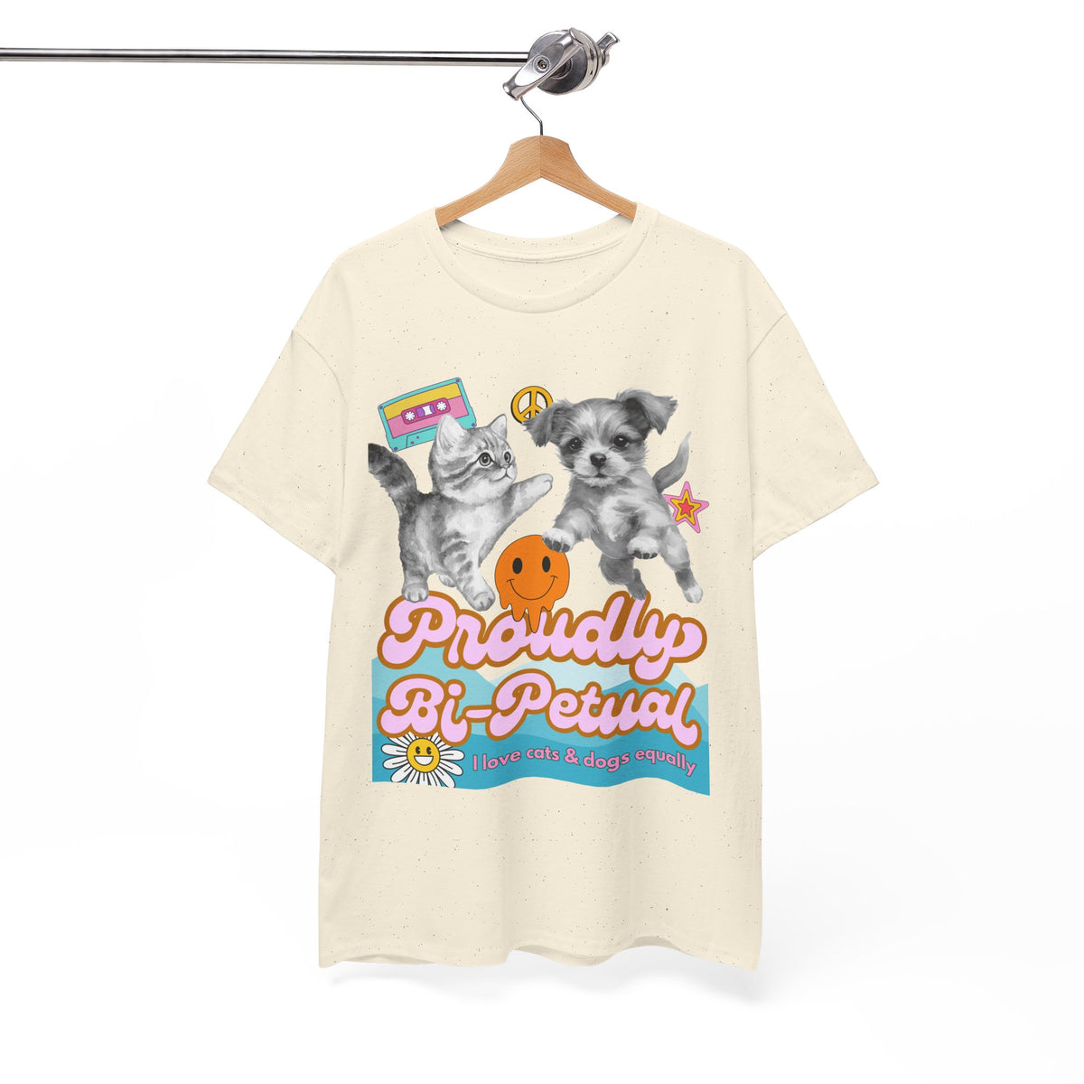 Proudly Bi-Petual Minimal Unisex T-shirt - I Love Dogs and Cats