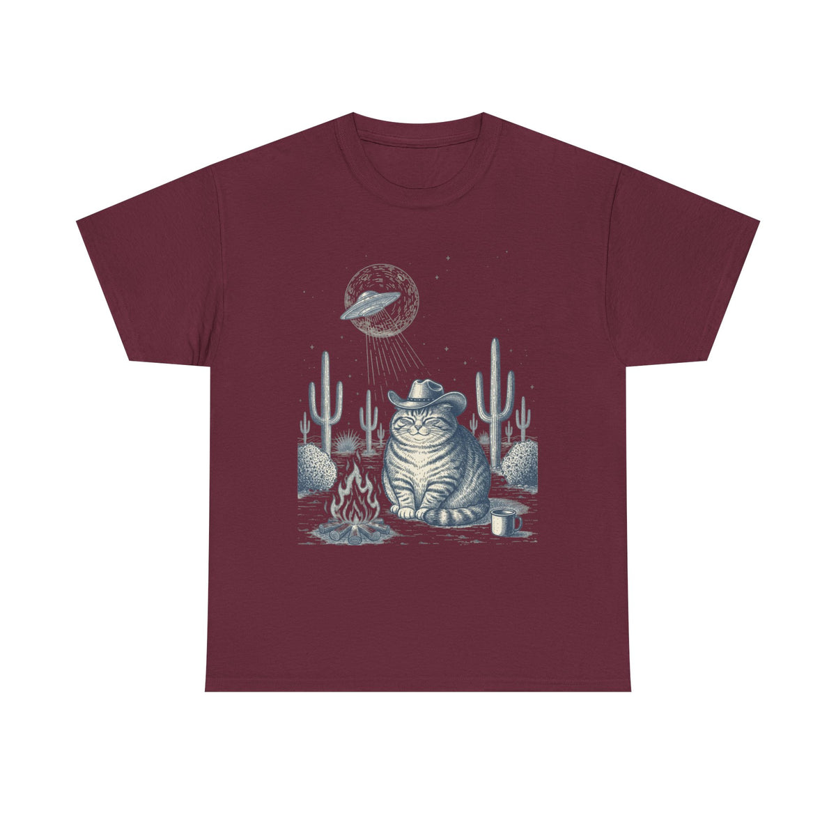 Fat Tabby Cowboy & Desert UFO  - Unisex T-shirt