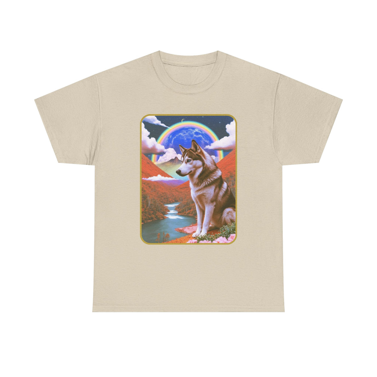 Husky Retro Surreal Scape T-Shirt