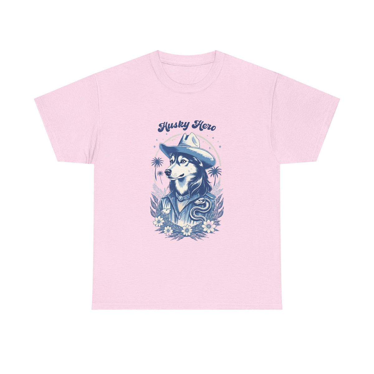 Husky Blue Print Cowboy Retro Western Tee by Electrik Land