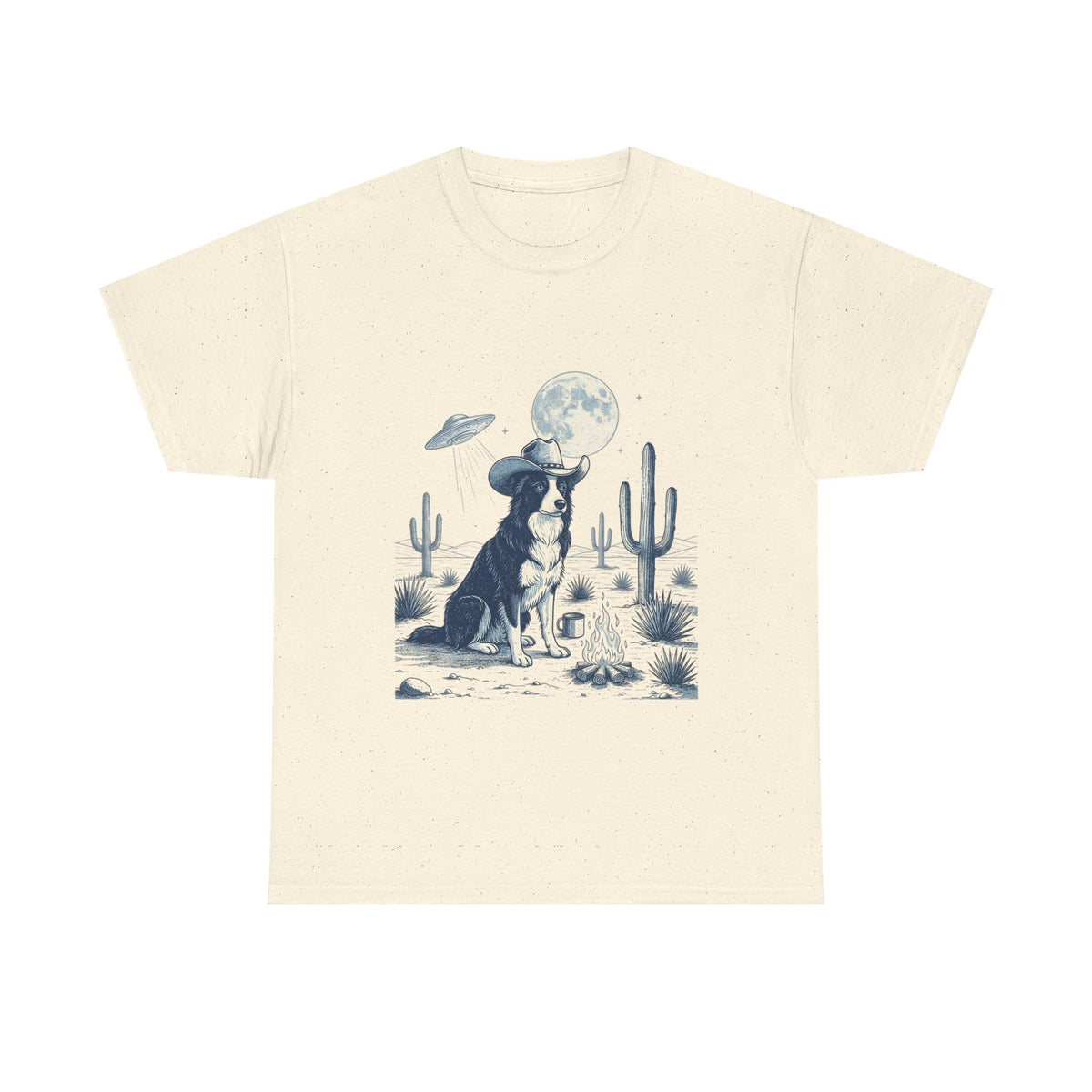 Border Collie Cowboy & Desert UFO  - Unisex T-shirt