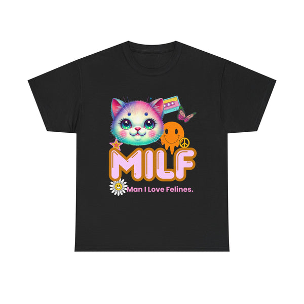 MILF Man I Love Felines Y2K Cat Head Tee by Electrik Land
