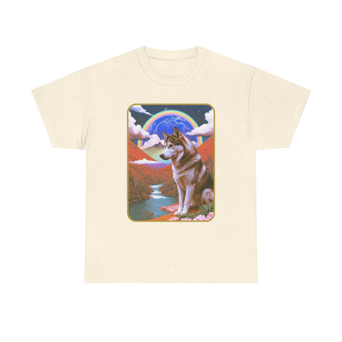 Husky Retro Surreal Scape T-Shirt