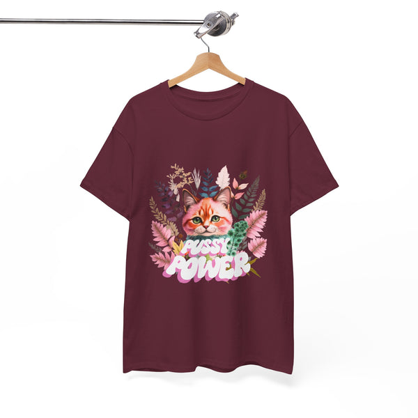 Pussy Power Pastel Floral Cat Tee by Electrik Land