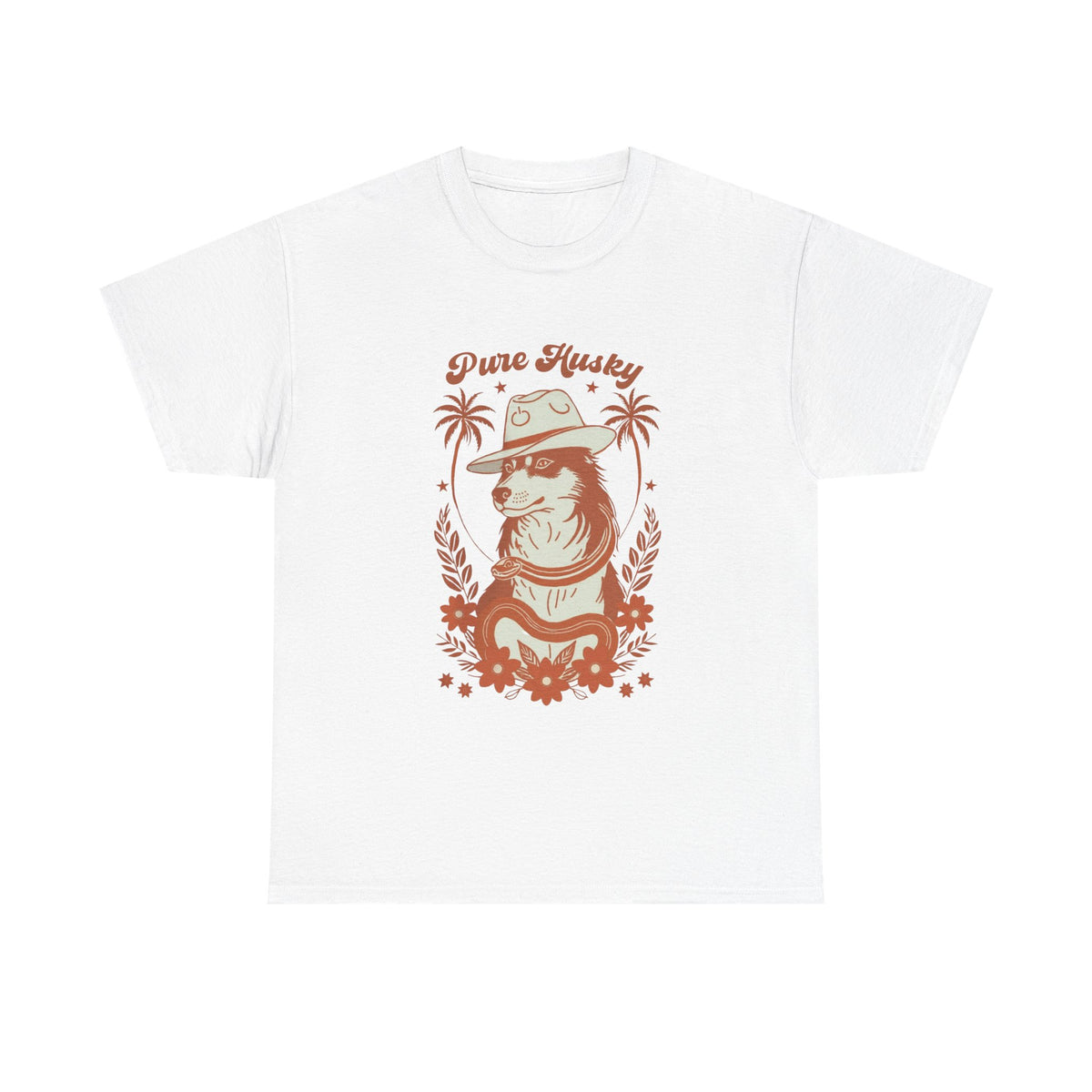 Husky Vintage Print Palms Retro Art Tee by Electrik Land