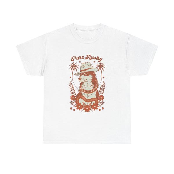 Husky Vintage Print Palms Retro Art Tee by Electrik Land