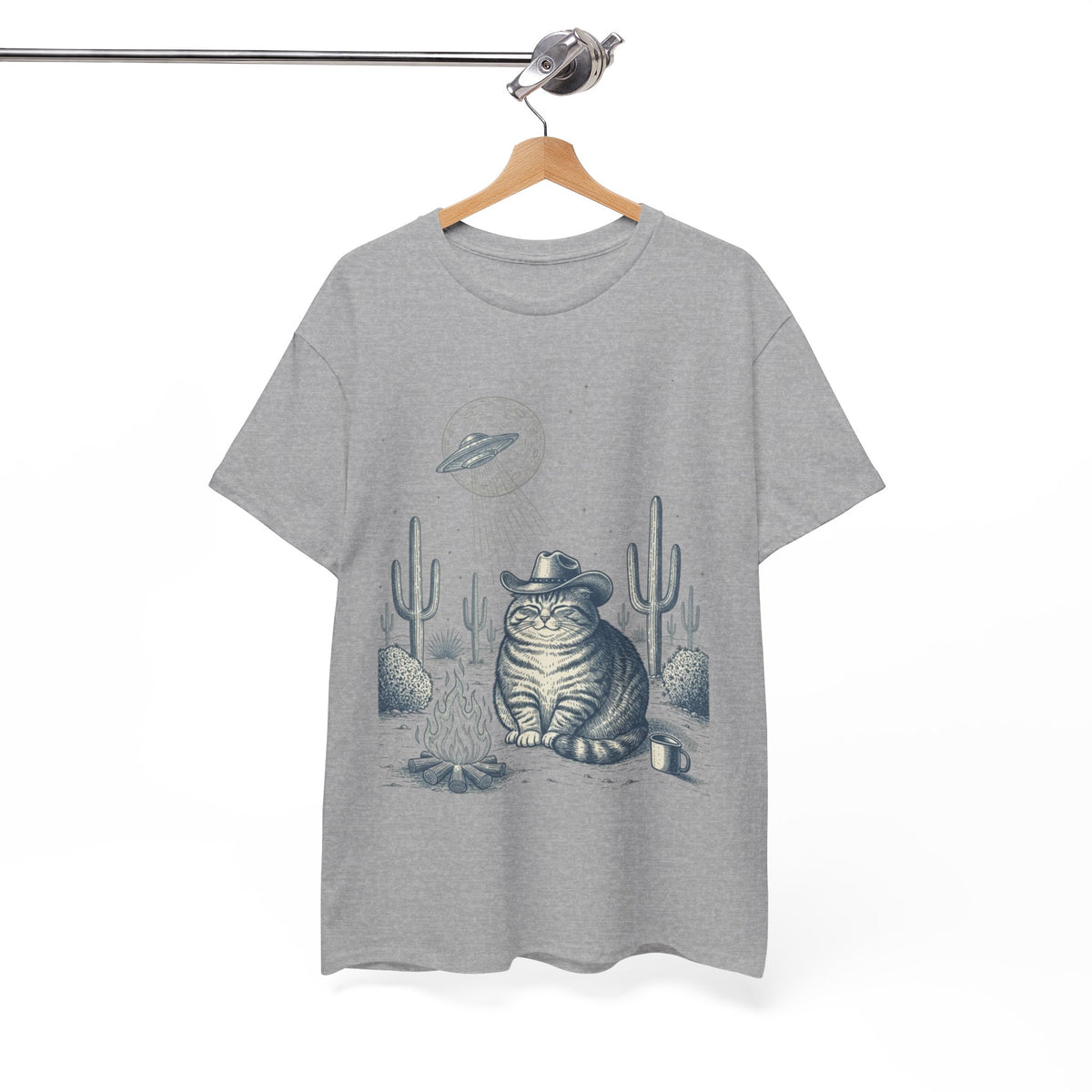 Fat Tabby Cowboy & Desert UFO  - Unisex T-shirt