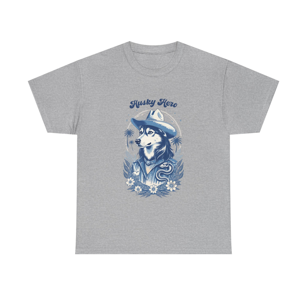Husky Blue Print Cowboy Retro Western Tee by Electrik Land