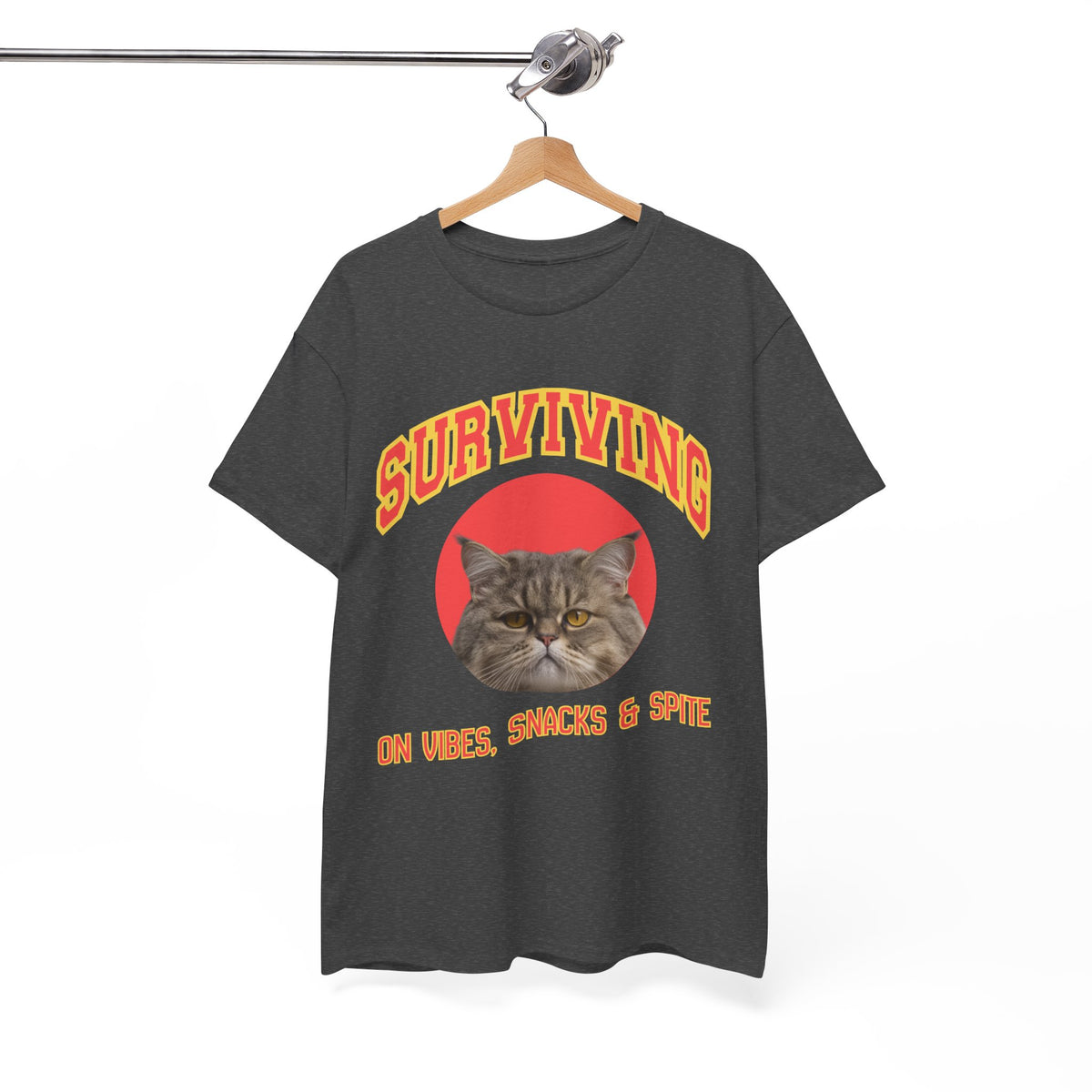 Surviving On Vibes Snacks & Spite Cat Tee by Electrik Land.