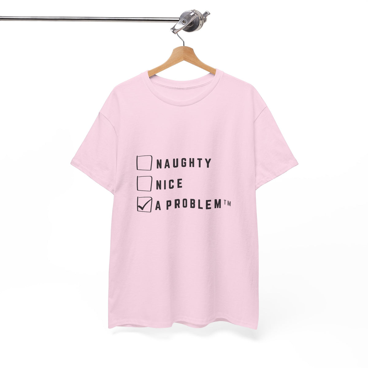 A Problem T-Shirt with Naughty Nice Checklist by Electrik Land.