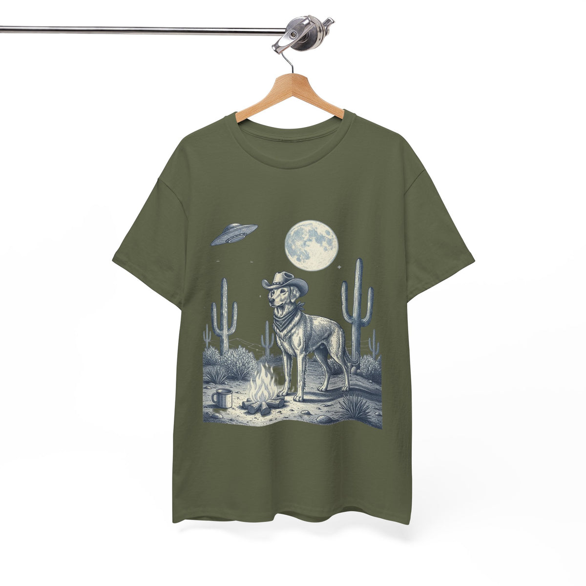 Golden Retriever Cowboy & Desert UFO  - Unisex T-shirt