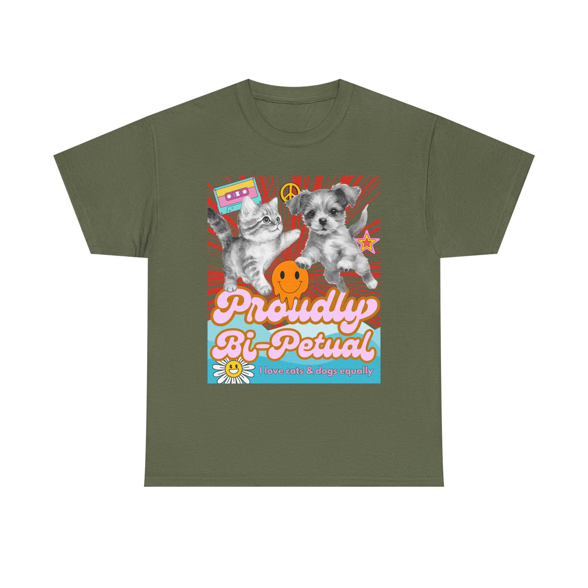 Proudly Bi-Petual Unisex T-shirt - I Love Dogs and Cats