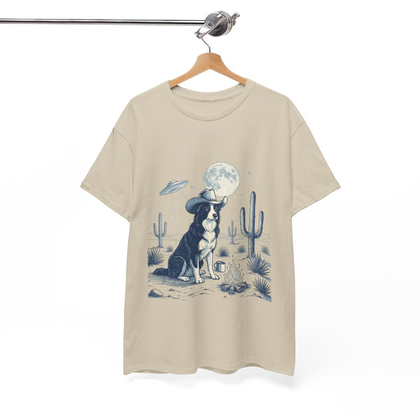Border Collie Cowboy & Desert UFO  - Unisex T-shirt