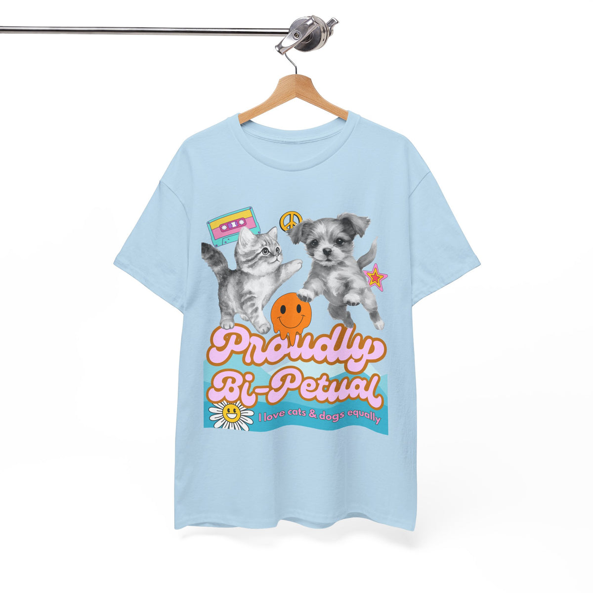 Proudly Bi-Petual Minimal Unisex T-shirt - I Love Dogs and Cats