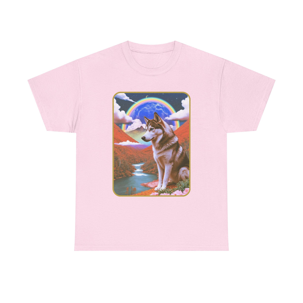 Husky Retro Surreal Scape T-Shirt