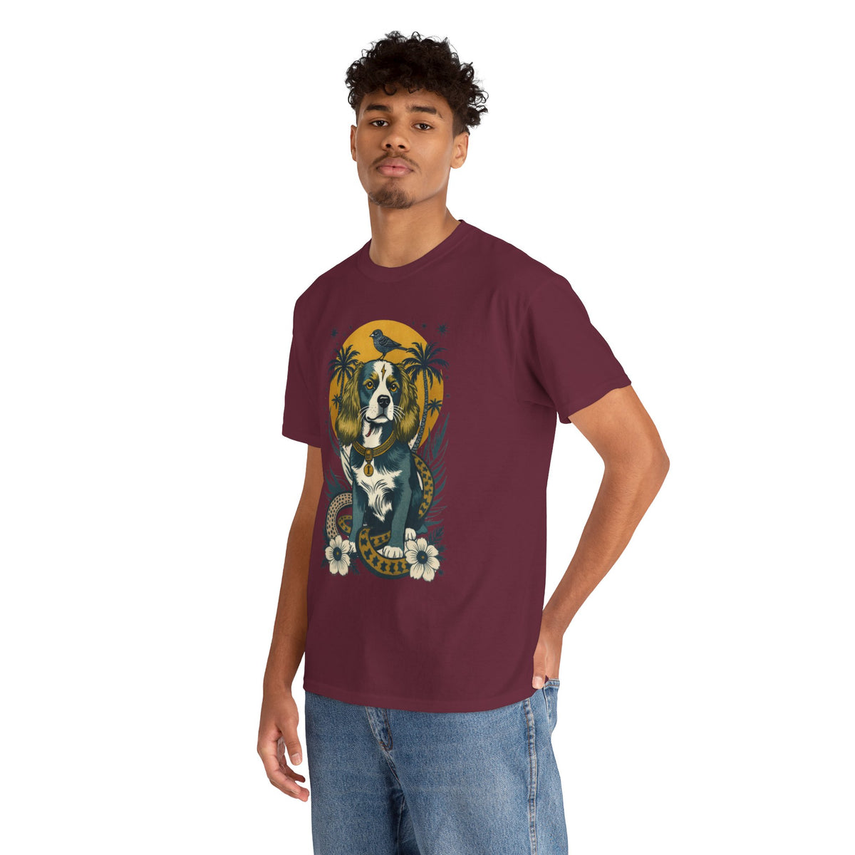 King Charles Cavalier 1 Vintage Style Tattoo Graphic T-Shirt