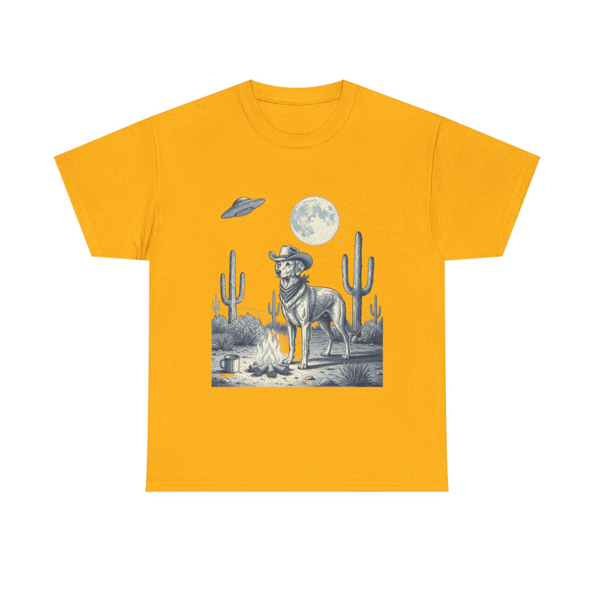 Golden Retriever Cowboy & Desert UFO  - Unisex T-shirt