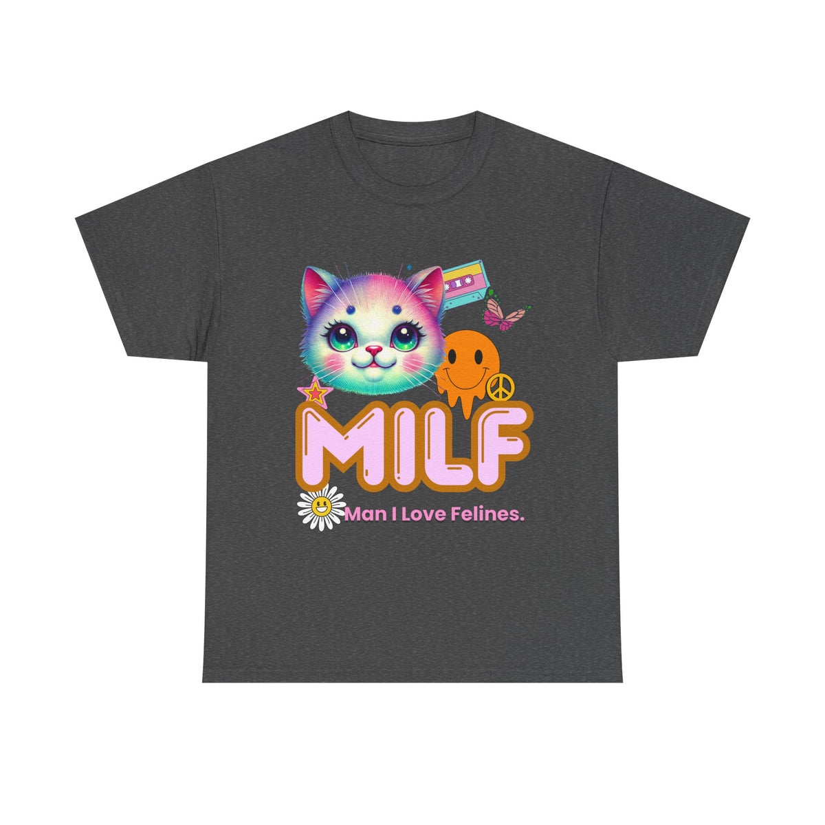 MILF Man I Love Felines Y2K Cat Head Tee by Electrik Land