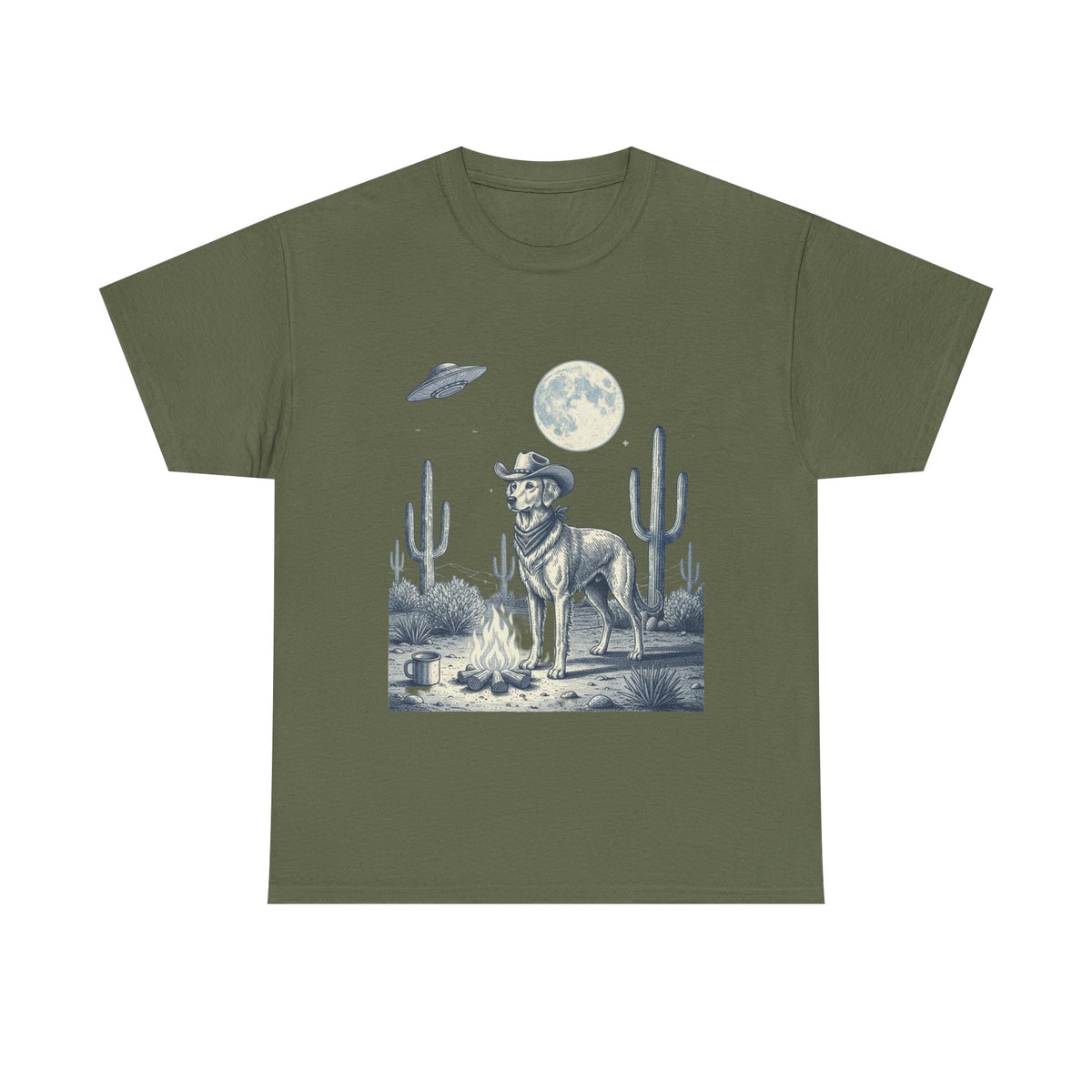 Golden Retriever Cowboy & Desert UFO  - Unisex T-shirt