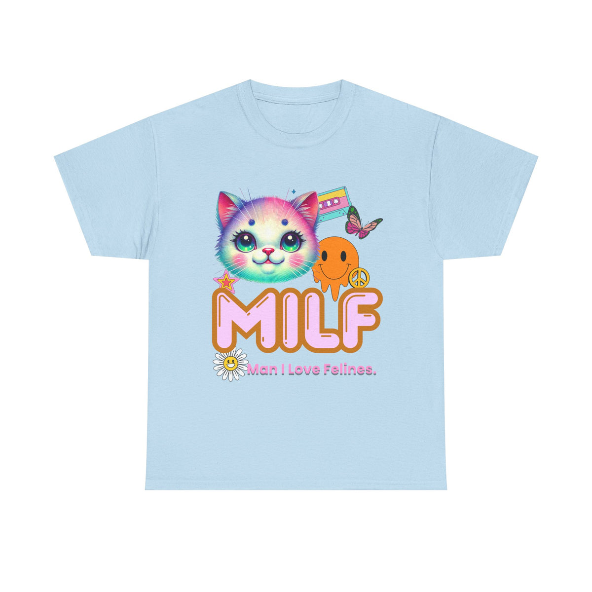 MILF Man I Love Felines Y2K Cat Head Tee by Electrik Land